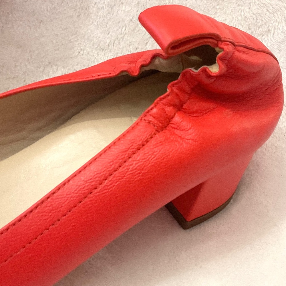 Everlane Minimalist Pumps Red Leather Mid Block Heel Career Dress Shoes Sz 7.5 - Picture 15 of 16